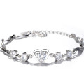 Mode 925 Sterling Silber Schmuck Armband, süßes Herz lila Diamant Silber Damenarmband Kette Geschenk